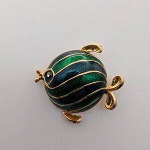 Vintage Striped Enamel Angelfish Brooch